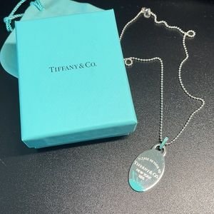 Tiffany Oval Tag with Blue Splash
